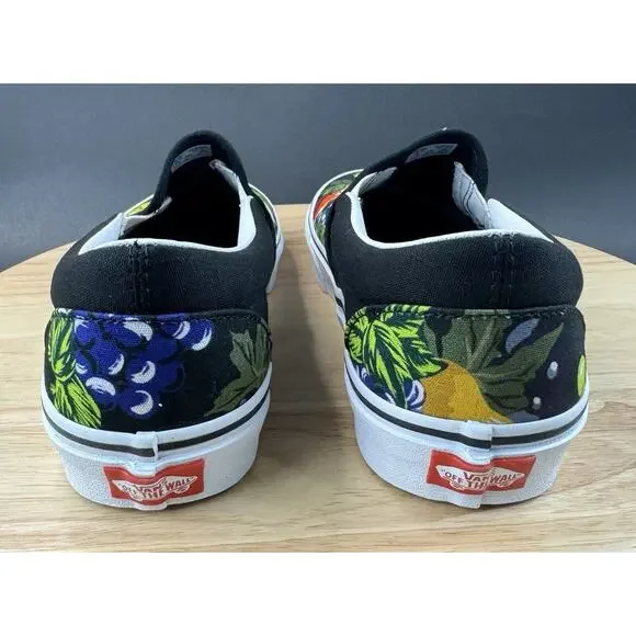 Vans Classic Slip-On Fruit’ Skull Black White Canvas Shoes Sz Men 8.5 Women 10 - Picture 8 of 13